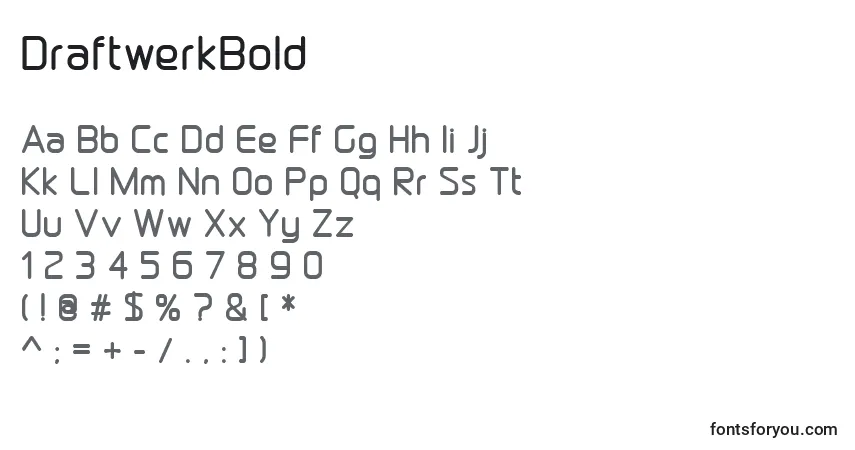 Шрифт DraftwerkBold – алфавит, цифры, специальные символы