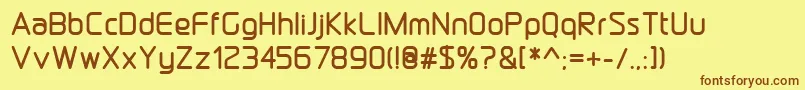 Weitere Informationen zur DraftwerkBold-Schriftart DraftwerkBold-Schriftart – Braune Schriften auf gelbem Hintergrund