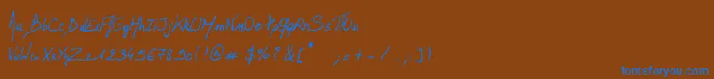 LalexBigBadaboum-Schriftart – Blaue Schriften auf braunem Hintergrund