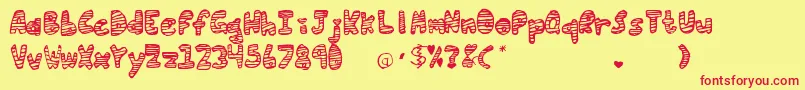 LoveInStripes Font – Red Fonts on Yellow Background