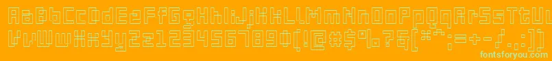 PfOnlineThreeProDoutline-fontti – vihreät fontit oranssilla taustalla