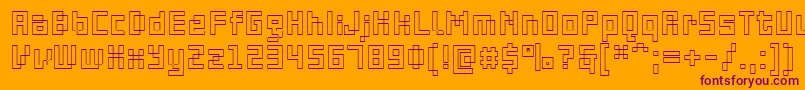 PfOnlineThreeProDoutline Font – Purple Fonts on Orange Background