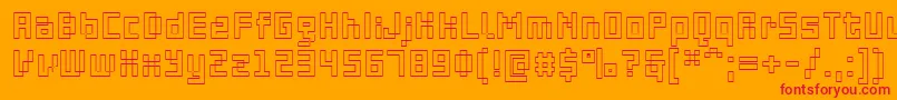 Шрифт PfOnlineThreeProDoutline – красные шрифты на оранжевом фоне