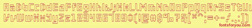 Шрифт PfOnlineThreeProDoutline – красные шрифты на жёлтом фоне
