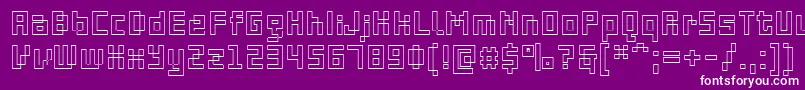 PfOnlineThreeProDoutline Font – White Fonts on Purple Background