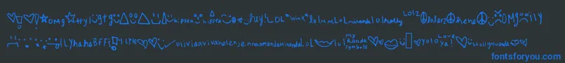 フォントMyrandasymbols – 黒い背景に青い文字