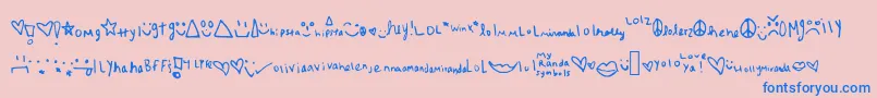 フォントMyrandasymbols – ピンクの背景に青い文字