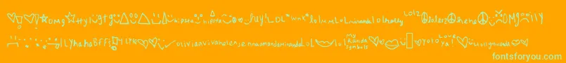 Myrandasymbols Font – Green Fonts on Orange Background