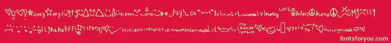 フォントMyrandasymbols – 赤い背景に緑の文字