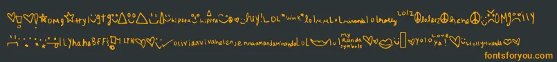 Myrandasymbols-Schriftart – Orangefarbene Schriften auf schwarzem Hintergrund
