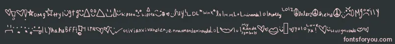 フォントMyrandasymbols – 黒い背景にピンクのフォント