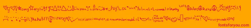 フォントMyrandasymbols – オレンジの背景に赤い文字