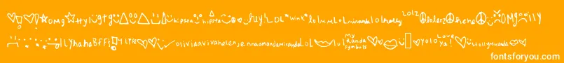 Myrandasymbols-Schriftart – Weiße Schriften auf orangefarbenem Hintergrund