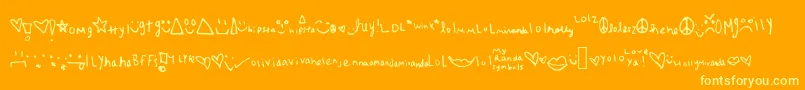 Myrandasymbols-Schriftart – Gelbe Schriften auf orangefarbenem Hintergrund