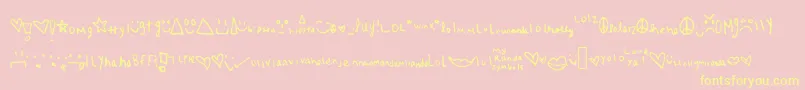フォントMyrandasymbols – 黄色のフォント、ピンクの背景
