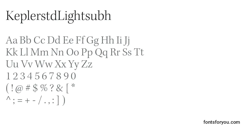 A fonte KeplerstdLightsubh – alfabeto, números, caracteres especiais