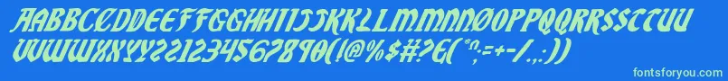 SableLionItalic-Schriftart – Grüne Schriften auf blauem Hintergrund