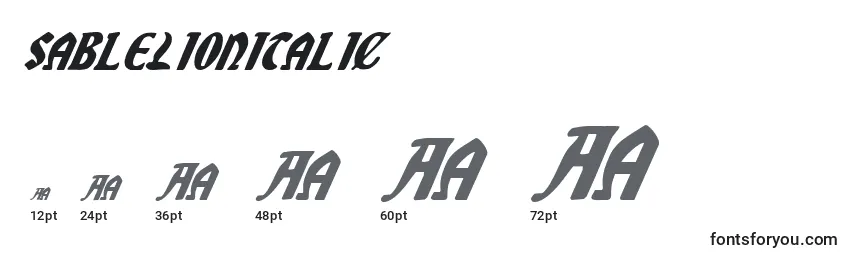 Размеры шрифта SableLionItalic