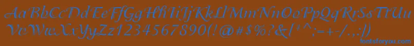 PgIsadoraCyrProRegular-Schriftart – Blaue Schriften auf braunem Hintergrund