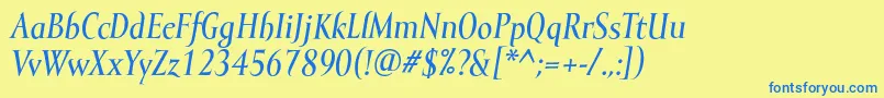 MramorlightBolditalic Font – Blue Fonts on Yellow Background