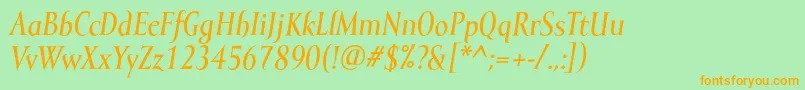 MramorlightBolditalic Font – Orange Fonts on Green Background