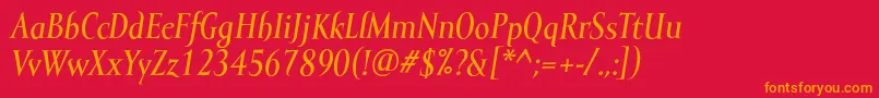 MramorlightBolditalic Font – Orange Fonts on Red Background