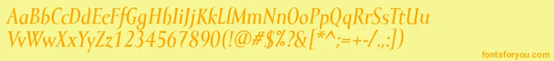 MramorlightBolditalic Font – Orange Fonts on Yellow Background