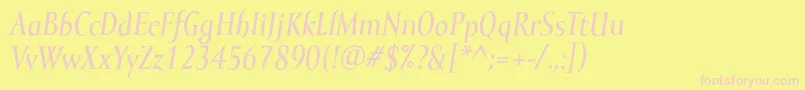MramorlightBolditalic Font – Pink Fonts on Yellow Background