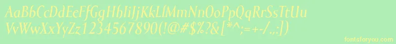 MramorlightBolditalic Font – Yellow Fonts on Green Background