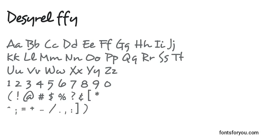 Fuente Desyrel ffy - alfabeto, números, caracteres especiales