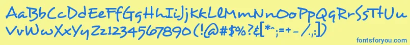 Desyrel ffy-Schriftart – Blaue Schriften auf gelbem Hintergrund