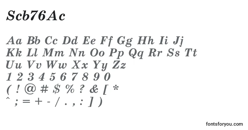 Schriftart Scb76Ac – Alphabet, Zahlen, spezielle Symbole