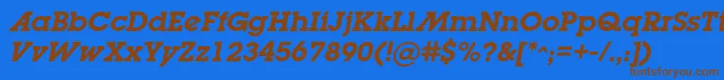 フォントLugabookadcBolditalic – 茶色の文字が青い背景にあります。