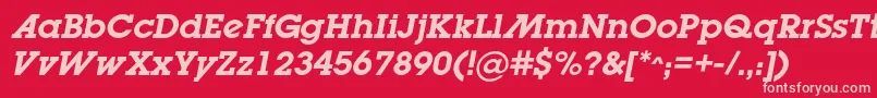 LugabookadcBolditalic Font – Pink Fonts on Red Background