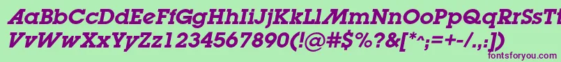 LugabookadcBolditalic Font – Purple Fonts on Green Background