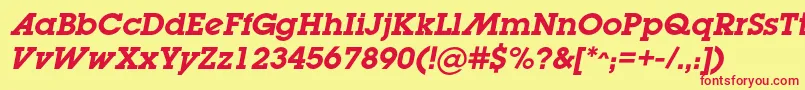 LugabookadcBolditalic Font – Red Fonts on Yellow Background