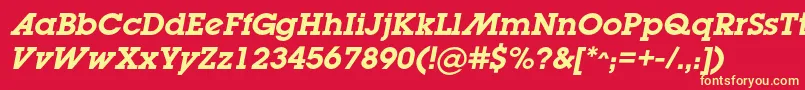 LugabookadcBolditalic Font – Yellow Fonts on Red Background