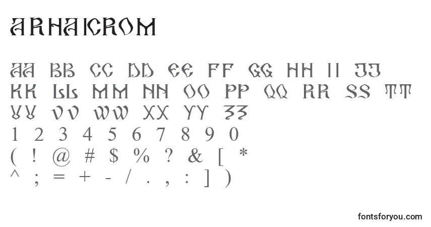 Fuente ArhaicRom - alfabeto, números, caracteres especiales