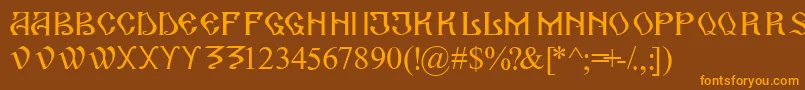 ArhaicRom Font – Orange Fonts on Brown Background