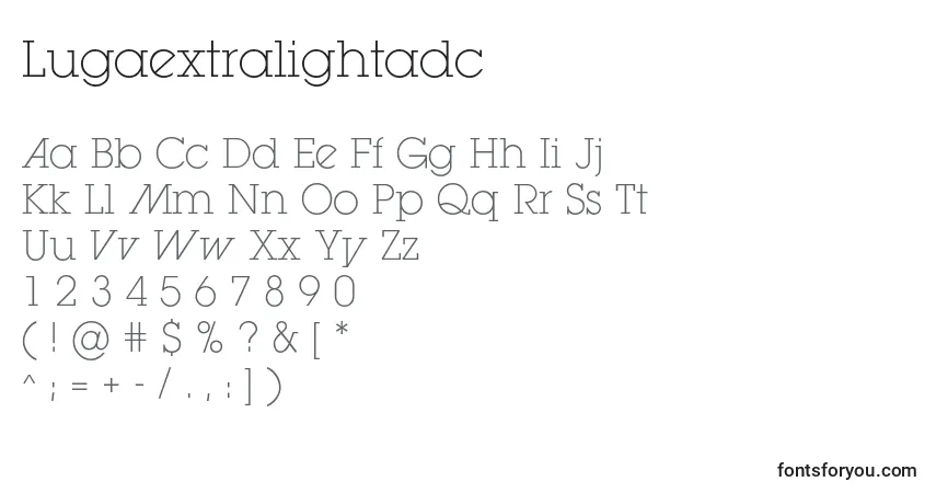Lugaextralightadc-fontti – aakkoset, numerot, erikoismerkit
