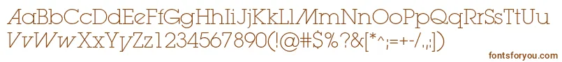 Lugaextralightadc-Schriftart – Braune Schriften auf weißem Hintergrund