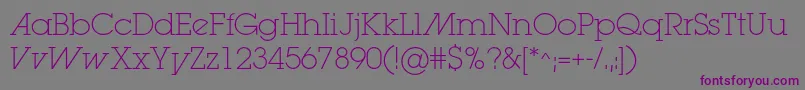 Lugaextralightadc-Schriftart – Violette Schriften auf grauem Hintergrund