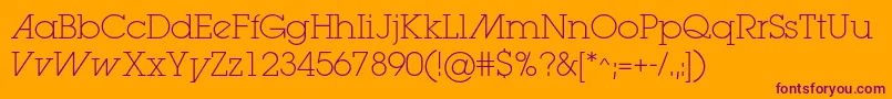 Lugaextralightadc-Schriftart – Violette Schriften auf orangefarbenem Hintergrund