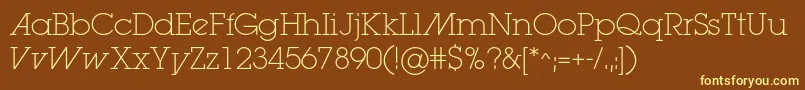 Lugaextralightadc-fontti – keltaiset fontit ruskealla taustalla