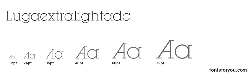 Größen der Schriftart Lugaextralightadc