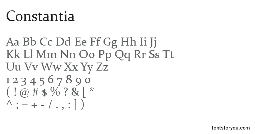 Шрифт Constantia – алфавит, цифры, специальные символы