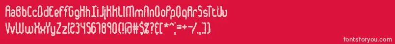 DentedBrk-Schriftart – Rosa Schriften auf rotem Hintergrund
