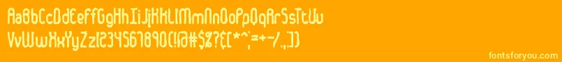 Czcionka DentedBrk – żółte czcionki na pomarańczowym tle