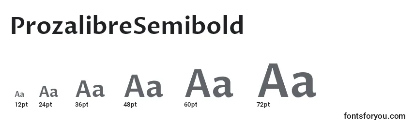 Размеры шрифта ProzalibreSemibold