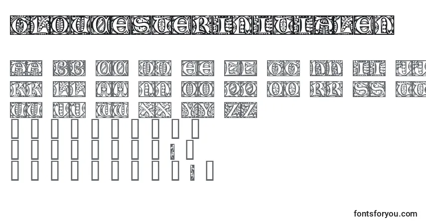 Schriftart Gloucesterinitialen – Alphabet, Zahlen, spezielle Symbole